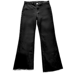 👖🏢 J BRAND Tailored Flare Jeans | Black Raw Hem | Mid-Rise Women’s 26‎